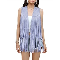 Amazon.com: KOJOOIN Women's Fringe Vest 70s Hippie Faux